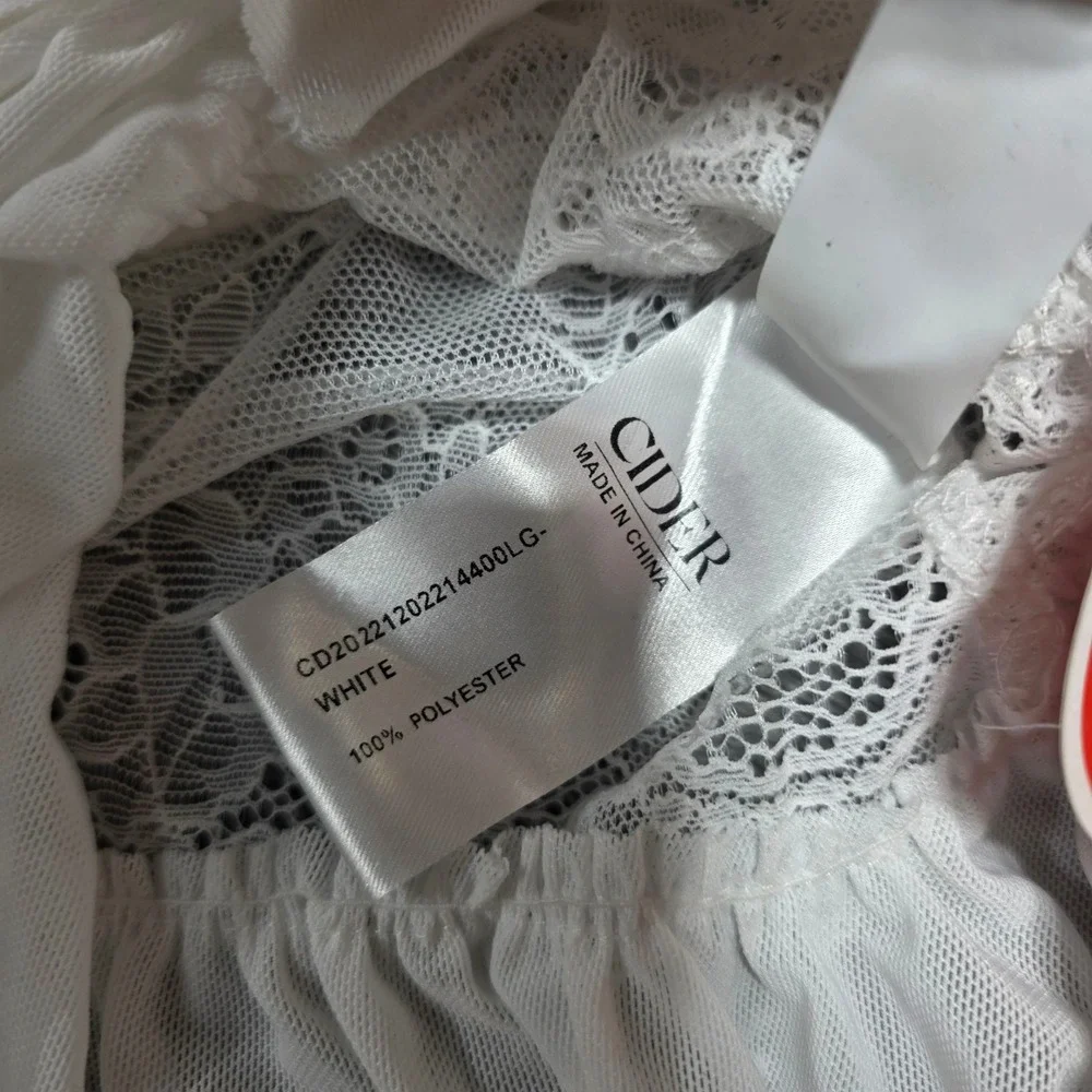 NEW Cider White Lace Babydoll Lingerie Slip Dress & Thong Set XL Extra‎ Large